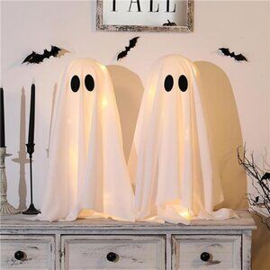 Halloween Decorations -2 Packs Spooky Ghosts with String Lights-Scary Ghost
